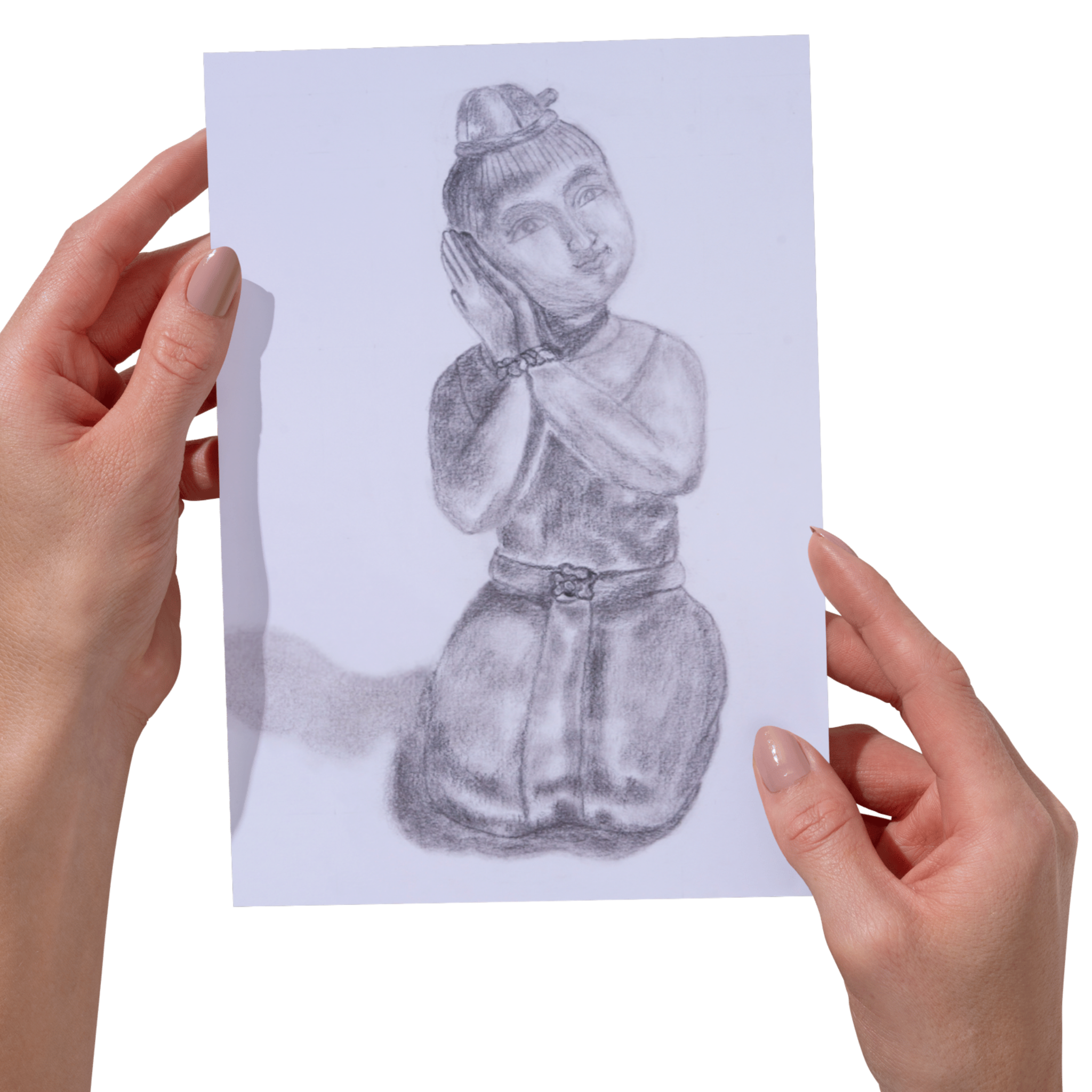 Traditional Thai Figurine – Charcoal Drawing Art Greeting Card