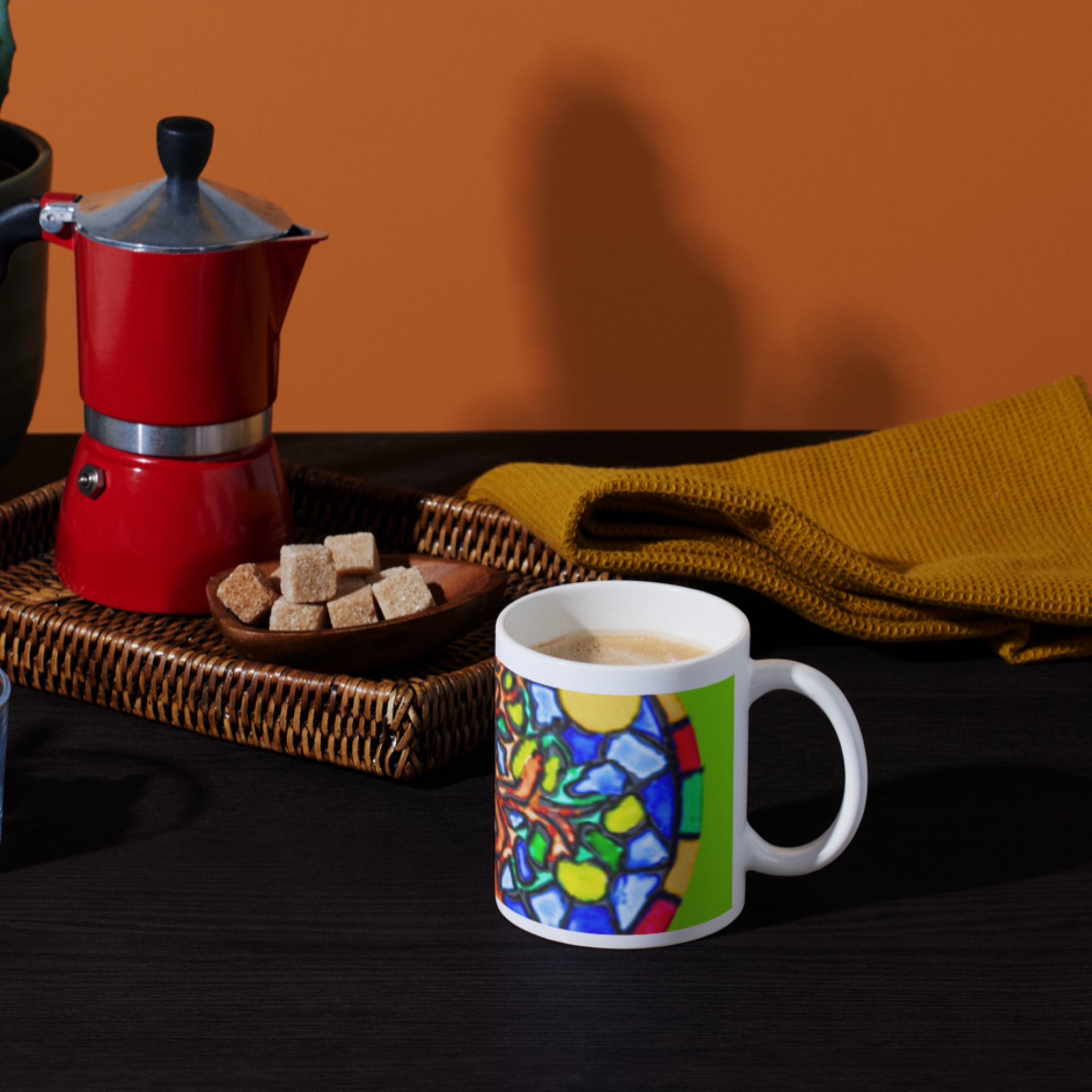 Stained Glass Tree of Life Mug – Vibrant Mosaic Ceramic Coffee Mug