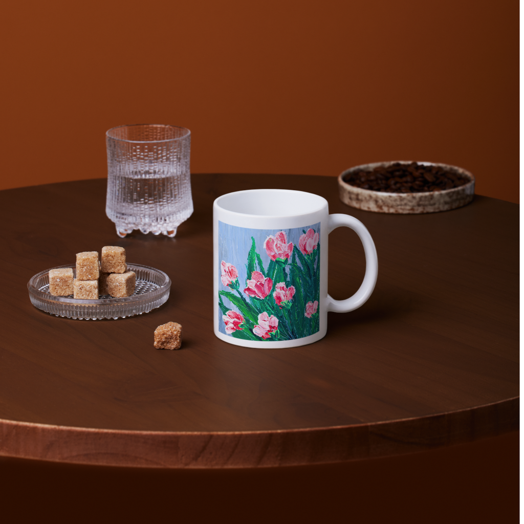 Pink Blossoms Mug – Impasto Floral Ceramic Coffee Mug