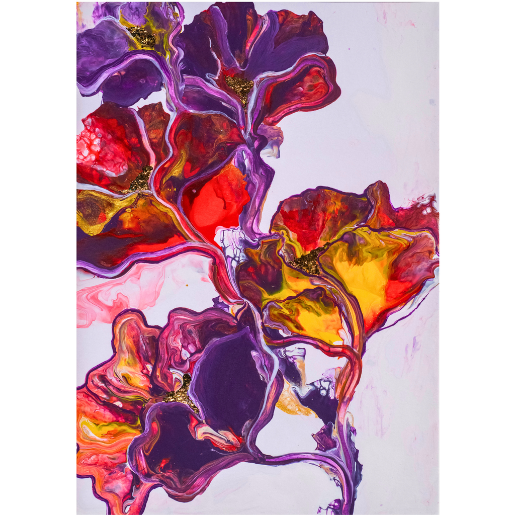 Radiant Flow Floral Card – Acrylic Pour Design