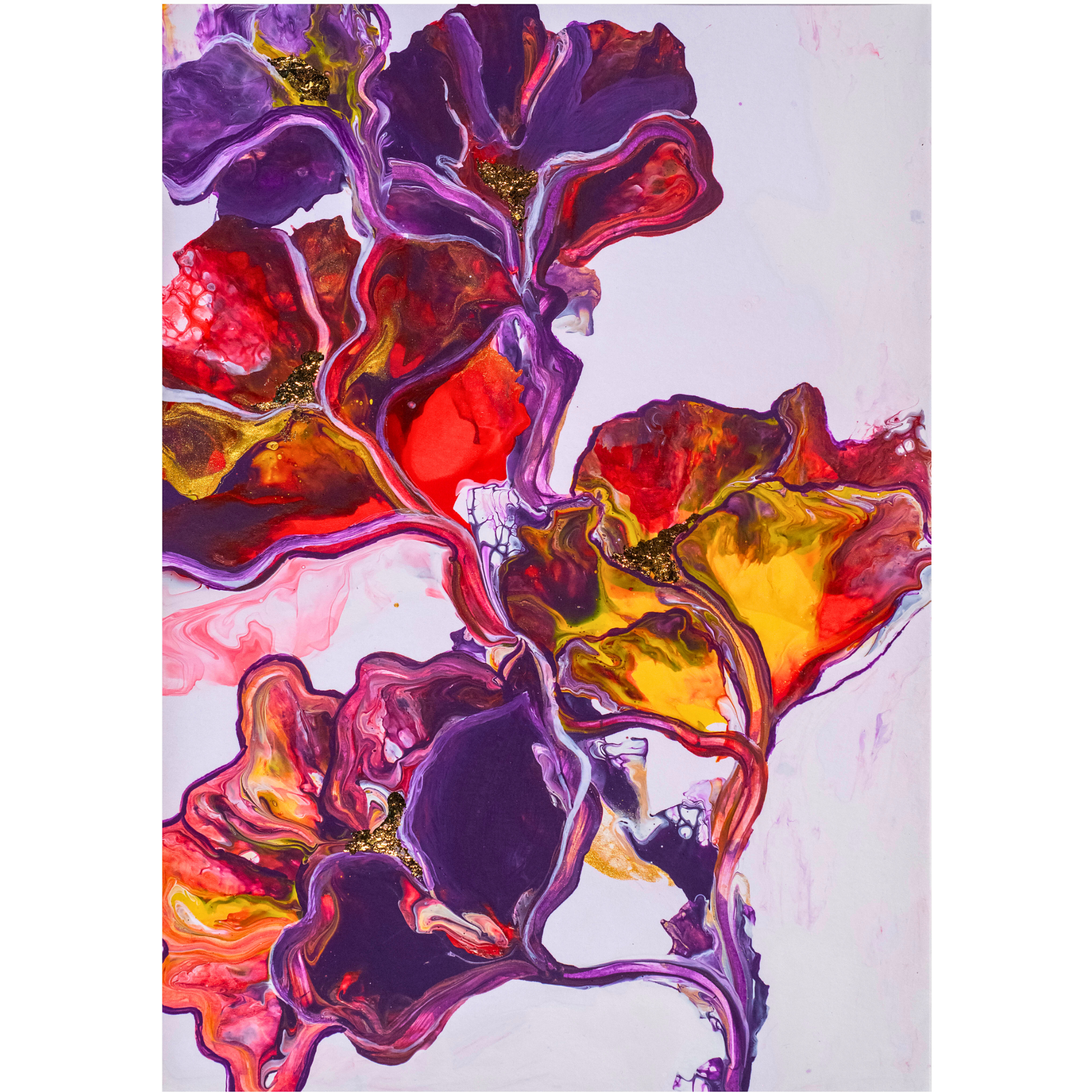 Radiant Flow Floral Card – Acrylic Pour Design