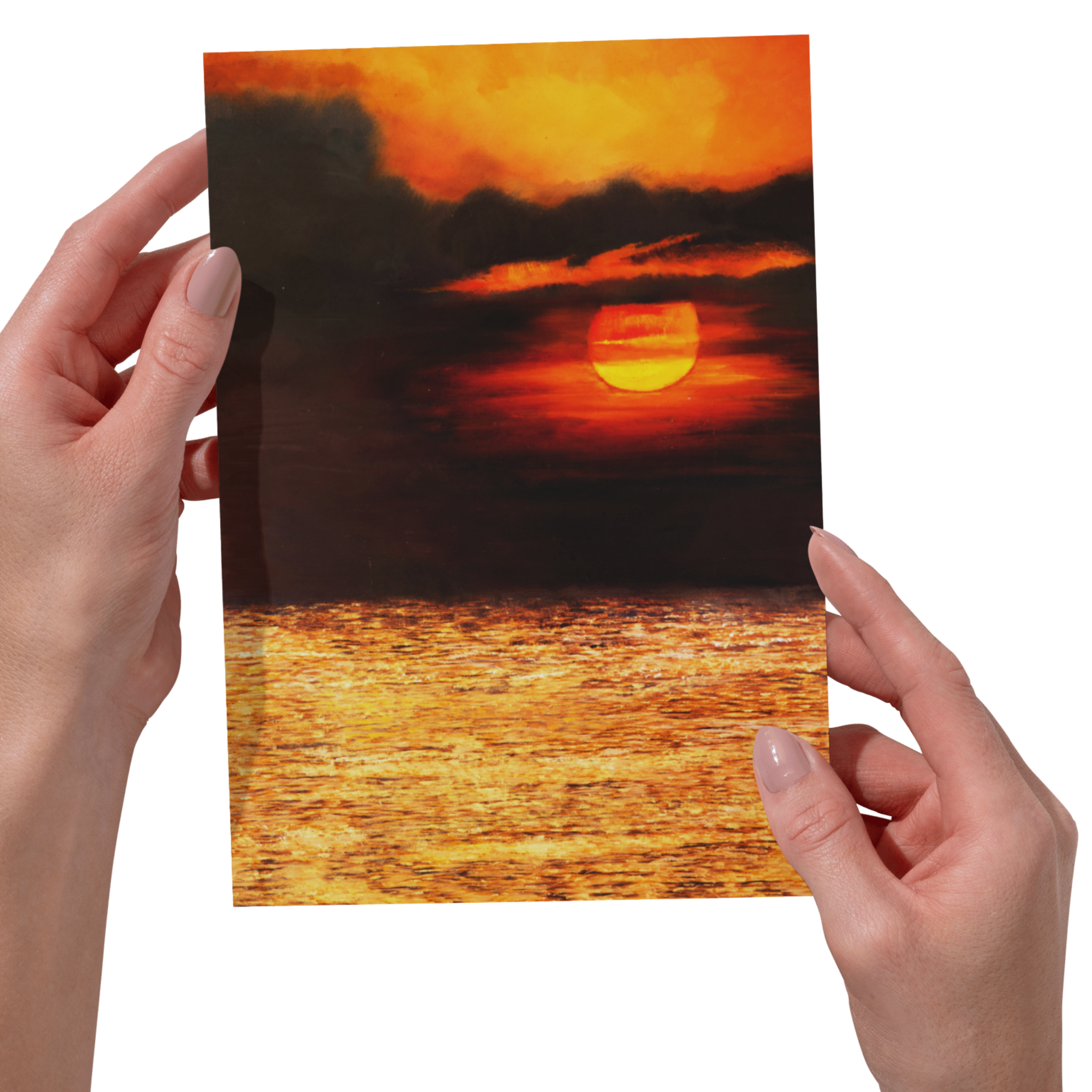 Sunset Ocean Landscape Card – Acrylic Painting Design
