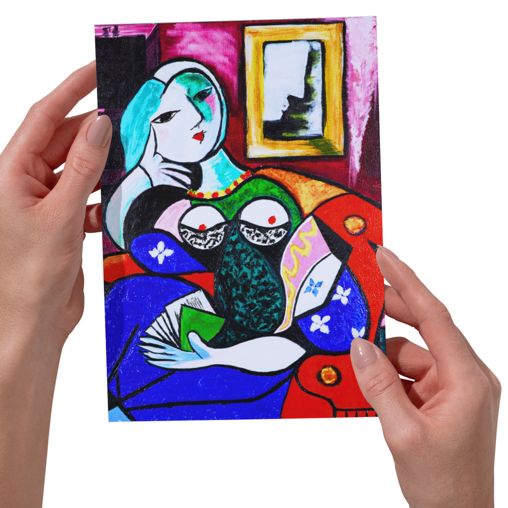 Cubist Inspired Portrait – Colourful Abstract Acrylic Art Greeting Card (Original Painting)