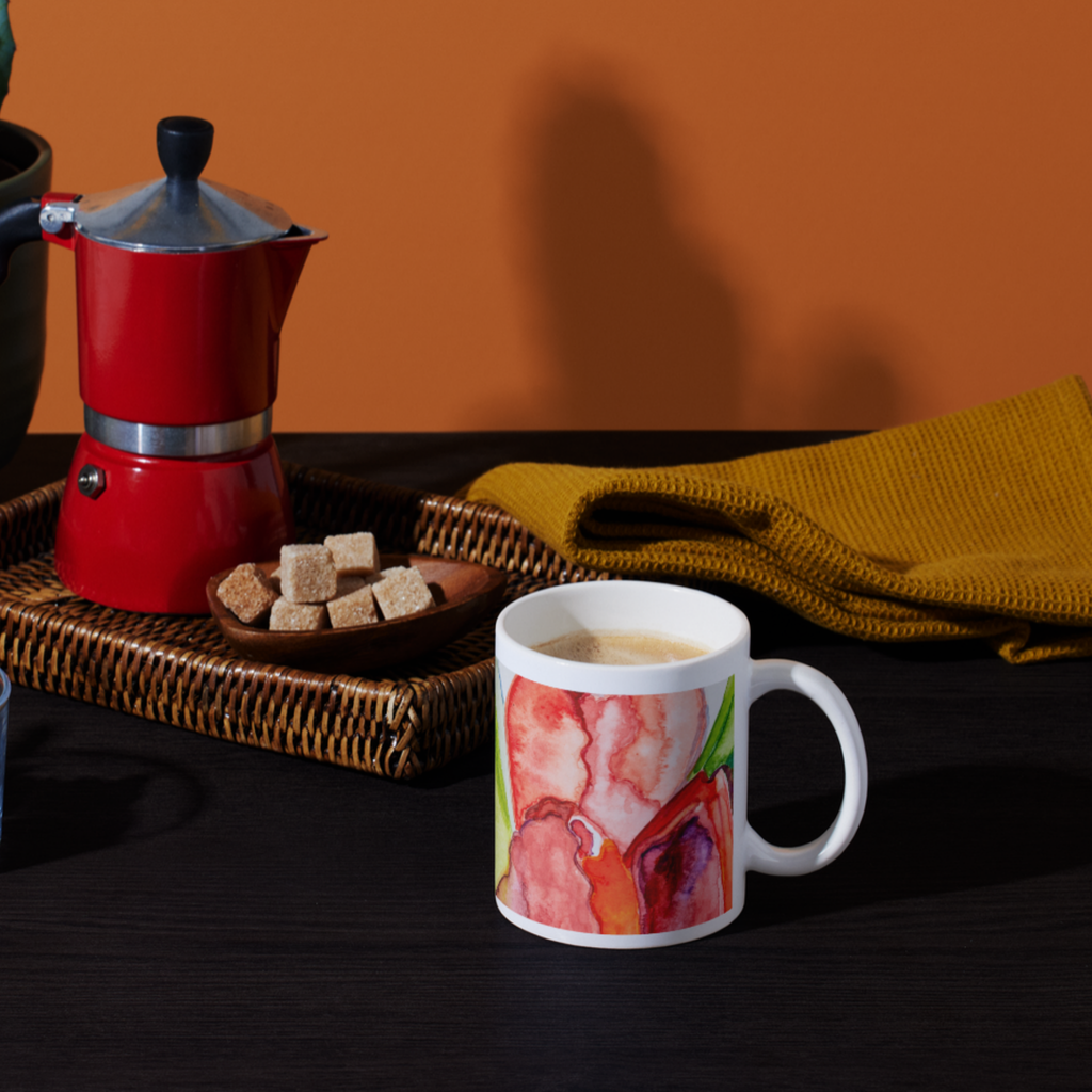 Watercolor Tulips Mug – Elegant Floral Ceramic Coffee Mug