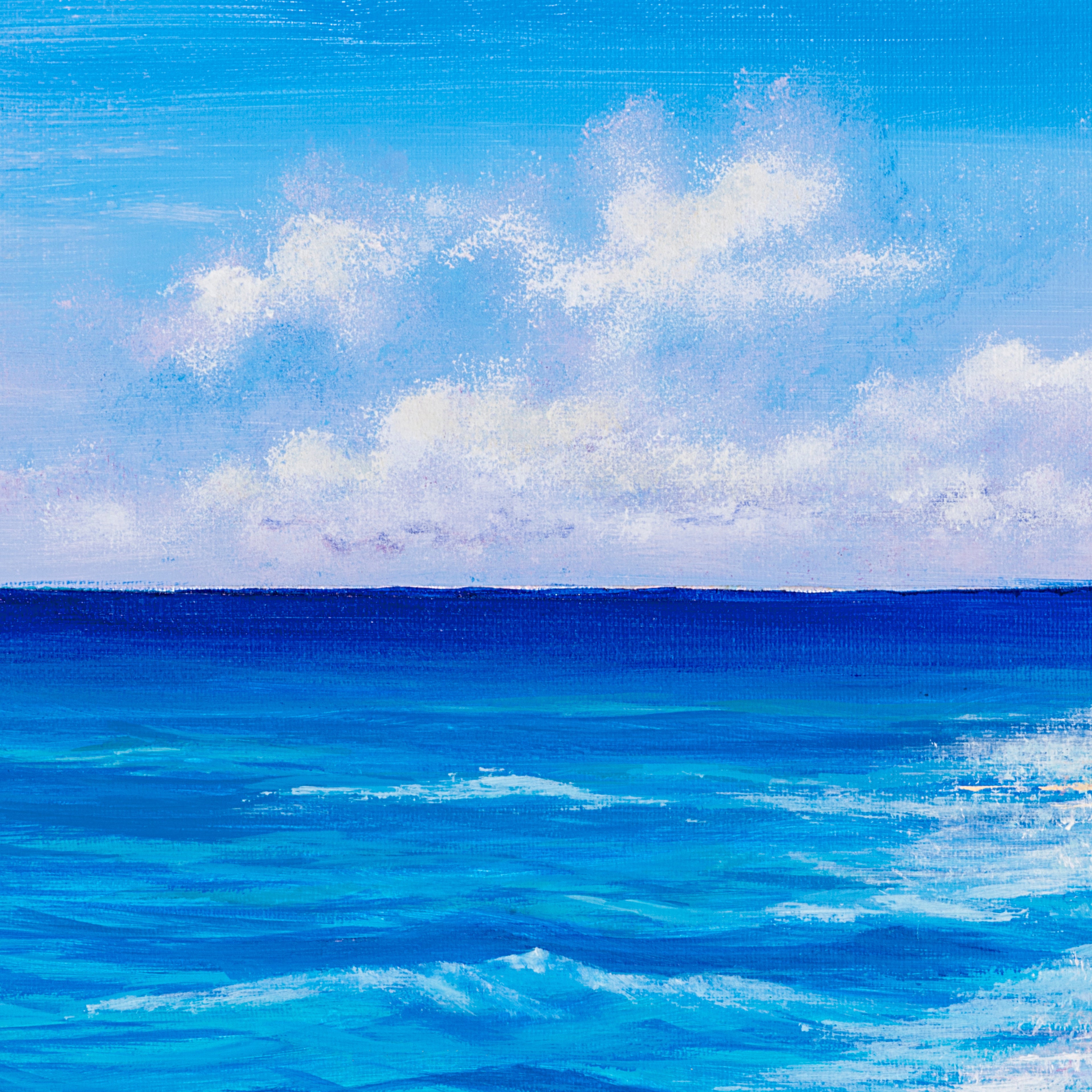 Tropical Seaside Wall Art – Coastal Ocean Painting with Palm Trees